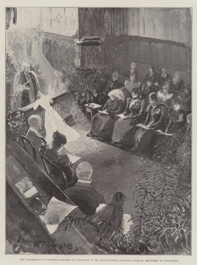 Confirmation de la princesse Margaret de Connaught dans la chapelle privée, château de Windsor, par l